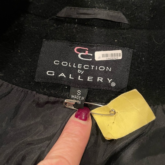 CG Collection by Gallery Black Wool Double Breasted Pea Coat - size small - Picture 10 of 11